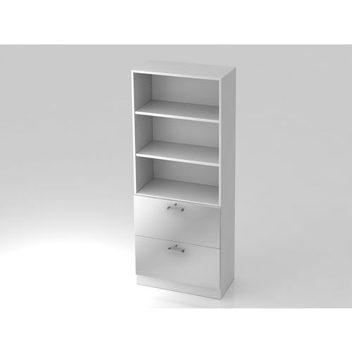 Hjh OFFICE PRO Signa G 7300 CE, Melamine spaanplaat DIN 68765, Emissieklasse E1, Wit / zilver