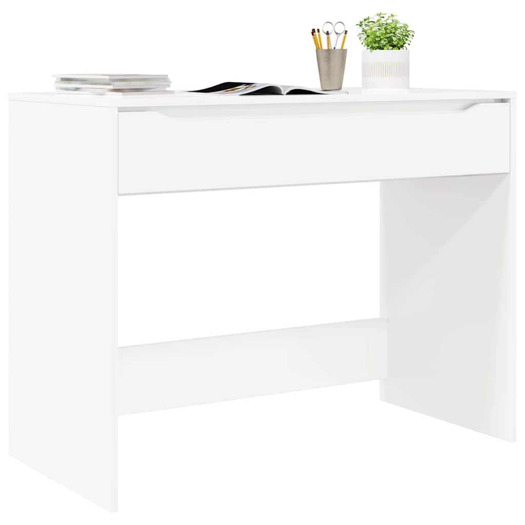 vidaXL Bureau met lade Hoogglans wit 100 x 50 x 78 cm Bewerkt hout