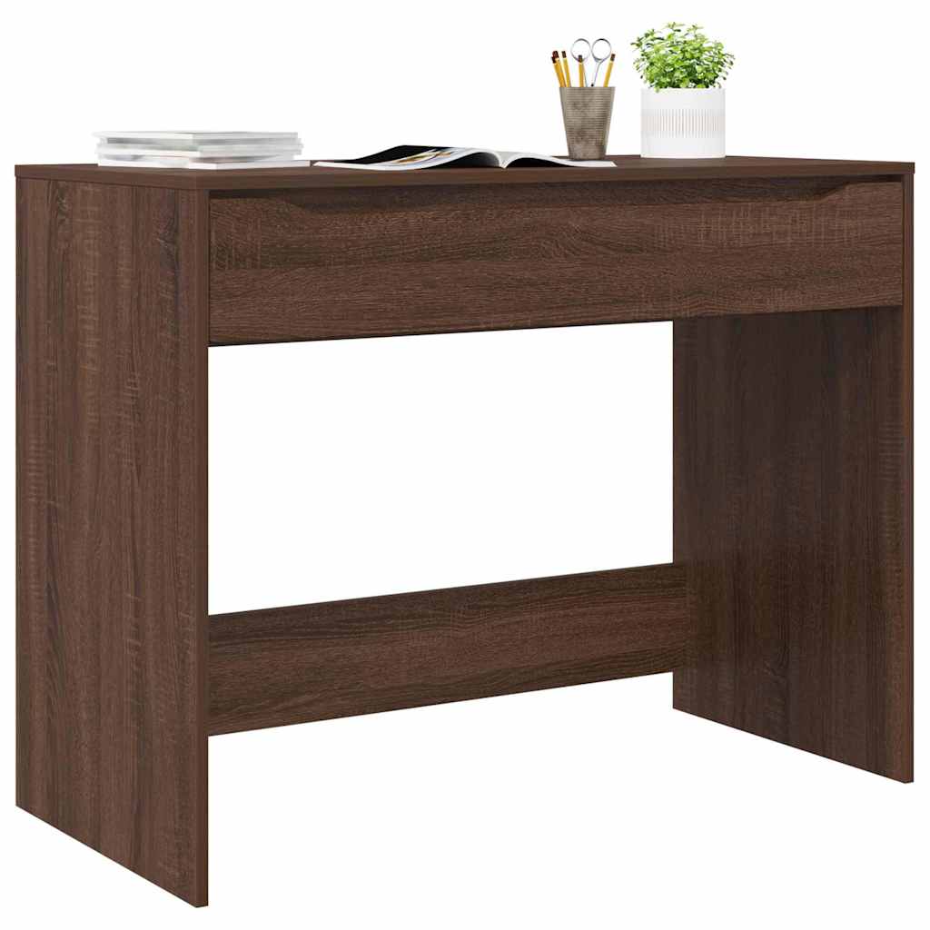 vidaXL Bureau met lade Bruin Eiken 100 x 50 x 78 cm Bewerkt hout