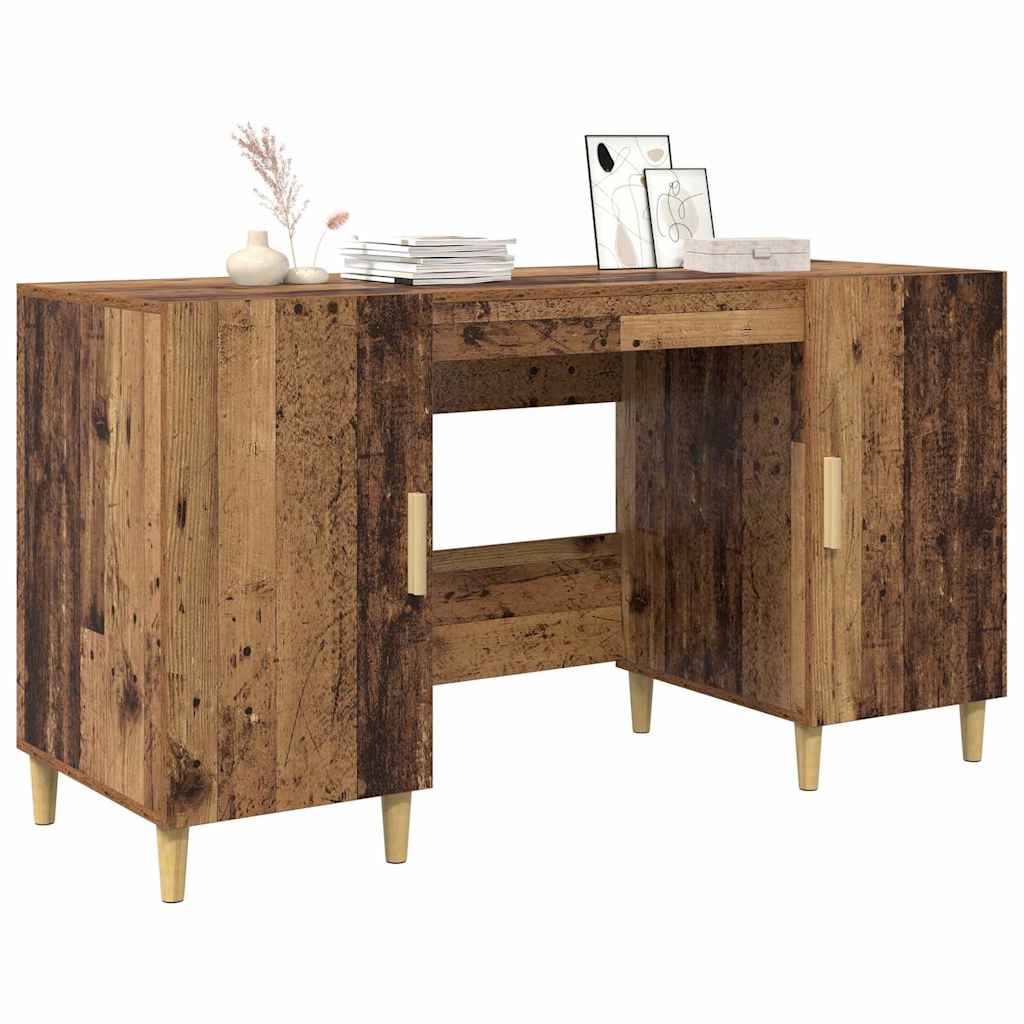 vidaXL Bureau met plank Oud Hout 140 x 50 x 75 cm Bewerkt hout