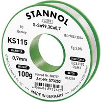 Stannol KS115 Soldeertin, loodvrij Spoel SN99Cu1 100 g 0.7 mm
