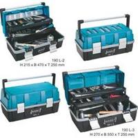 Hazet Kunststoff-Werkzeugkasten 190L-3, Werkzeugkiste, blau/schwarz, 3 rausnehmbare Kleinteileboxen