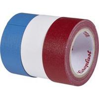 Coroplast Textieltape Blauw, Rood, Wit (l x b) 2.5 m x 19 mm Rubber Inhoud: 3 rollen