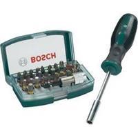 Bitset 32-delig Bosch Promoline 2607017189 Plat, Kruiskop Phillips, Kruiskop Pozidriv, Inbus, Torx, Torx BO Incl. bithouder en schroevendraaier