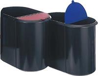 helit Papierkorb , the double, , oval, PE, schwarz/blau