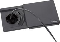 EVOline Square 80 Schuko mit USB-Charger schwarz