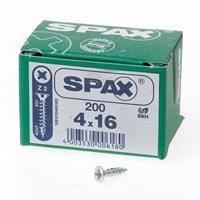 Spax Spaanplaatschroef platverzonken kop verzinkt pozidriv 4.0x16mm (per 200 stuks)
