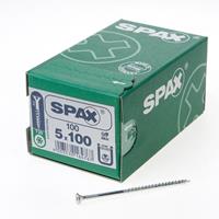 Spax Spaanplaatschroef platverzonken kop verzinkt T-Star T20 deeldraad 5.0x100mm (per 100 stuks)