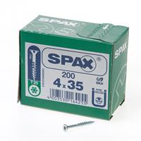 Spax Spaanplaatschroef platverzonken kop verzinkt T-Star T20 deeldraad 4.0x35mm (per 200 stuks)