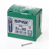 Spax Spaanplaatschroef platverzonken kop verzinkt pozidriv deeldraad 3.5x30mm (per 1000 stuks)