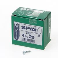 Spax Spaanplaatschroef platverzonken kop verzinkt pozidriv 4.5x20mm (per 200 stuks)