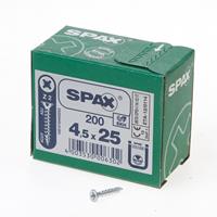 Spax Spaanplaatschroef platverzonken kop verzinkt pozidriv 4.5x25mm (per 200 stuks)