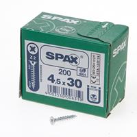 Spax Spaanplaatschroef platverzonken kop verzinkt pozidriv 4.5x30mm (per 200 stuks)