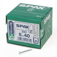 Spax Spaanplaatschroef platverzonken kop verzinkt T-Star T20 5.0x40mm (per 200 stuks)