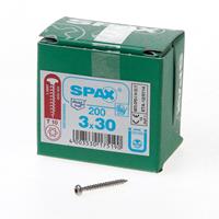 Spax Spaanplaatschroef cilinderkop RVS T-Star T10 3.0x30mm (per 200 stuks)