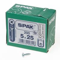 Spax Spaanplaatschroef platverzonken kop verzinkt pozidriv 5.0x25mm (per 200 stuks)