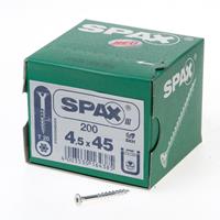 SPAX - Universalschraube, 4,5 x 45mm, 200 Stück, Senkkopf, T-STAR plus, 4CUT, T