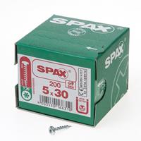 Spax Spaanplaatschroef cilinderkop verzinkt T-Star T20 5.0x30mm (per 200 stuks)