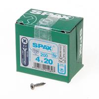 Spax Spaanplaatschroef platverzonken kop RVS pozidriv 4.0x20mm (per 200 stuks)