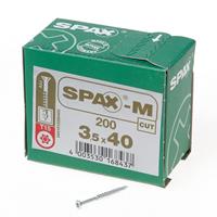 Spax m MDF Spaanplaatschroef met boorpunt verzinkt T-Star T15 deeldraad 3.5x40mm (per 200 stuks)