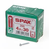 Spax Spaanplaatschroef cilinderkop verzinkt T-Star T20 4.5x30mm (per 200 stuks)