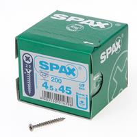 Spax Spaanplaatschroef platverzonken kop RVS pozidriv 4.5x45mm (per 200 stuks)