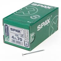 Spax Spaanplaatschroef platverzonken kop verzinkt T-Star T20 4.5x70mm (per 100 stuks)