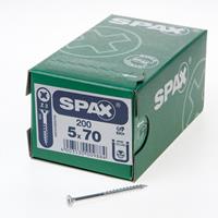 Spax Spaanplaatschroef platverzonken kop verzinkt pozidriv deeldraad 5.0x70mm (per 200 stuks)