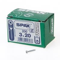 Spax Spaanplaatschroef platverzonken kop verzinkt pozidriv 3.0x20mm (per 200 stuks)