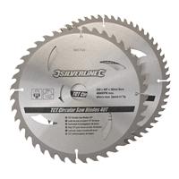 Silverline TCT cirkelzaagblad, 40, 60 tanden, 2 pk. | 250 x 30 - 25, 20 en 16 mm ringen - 991704