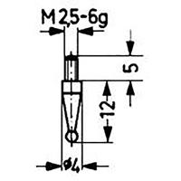 Messeinsatz D.3mm Kugel Stahl Gewinde M2,5 f.Messuhren - KÄFER MESSUHRENFABRIK