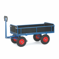 Fetra Handpritschenwagen mit Bordwänden, Luft-Bereifung, 1200x800 mm