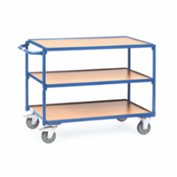 Fetra Tischwagen mit Holzwerkstoffplatten 3 Etagen mit rechteckige Ladeflächen 850x500mm Ladefläche