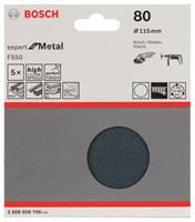 Bosch Schleifblatt F550, Expert for Metal, 115 mm, 80, ungelocht, Klett, 5er-Pack
