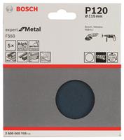 Schleifblatt F550, Expert for Metal, 115 mm, 120, ungelocht, Klett, 5er-Pack - BOSCH
