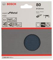 Schleifblatt F550, Expert for Metal, 125 mm, 80, ungelocht, Klett, 5er-Pack - BOSCH
