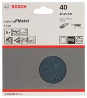 Schleifblatt F550, Expert for Metal, 125 mm, 40, ungelocht, Klett, 5er-Pack - BOSCH