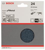 Bosch Schleifblatt F550, Expert for Metal, 115 mm, 24, ungelocht, Klett, 5er-Pack