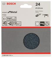 Bosch Schleifblatt F550, Expert for Metal, 125 mm, 24, ungelocht, Klett, 5er-Pack