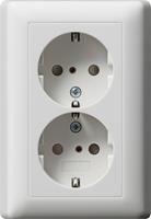 gira 078327 - Schuko double socket pure white-matt with child protection, 078327