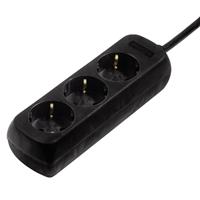 hama 3-Way Power Strip, with child safety feature, 3 m, black - 