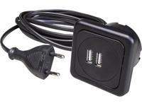 Inprojalelektrosysteme inprojal elektrosysteme 9016-004.81 2-voudig IP20 Zwart Met USB