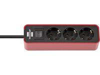 Brennenstuhl Ecolor 1153230070 3-Way Schuko Power Strip with Safety Switch, 1.5m (Red/Black)