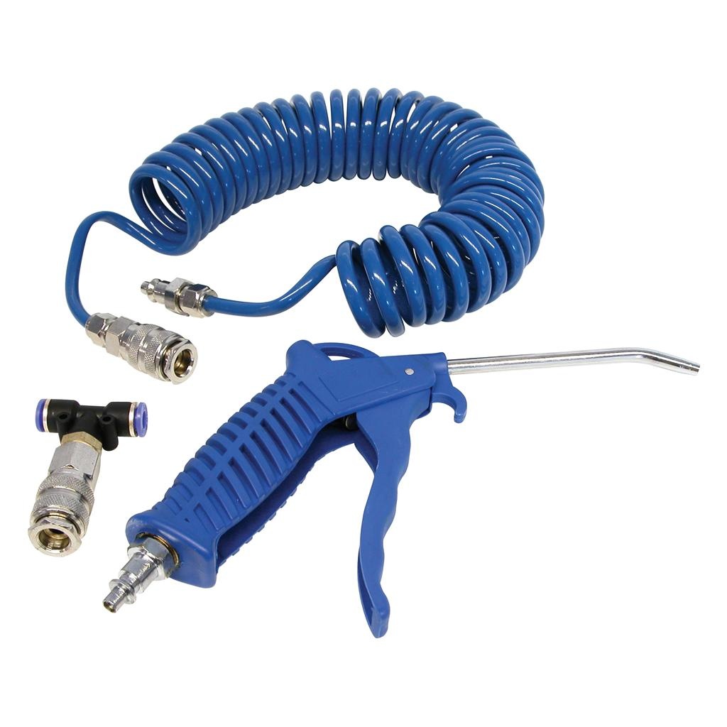 Carpoint luchtpistool + spiraalslang 5 meter blauw