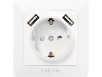 Inbouwstopcontact LogiLink PA0162 1-voudig IP20 Wit Met USB