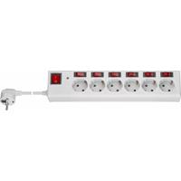 Goobay - Six-way socket extension cable with switch 1.5 m, @FormatMultiValueswhite - individually switchable sockets, with childproofing and surge