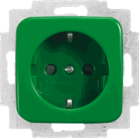 Busch-Jaeger wandcontactdoos 1-voudig met randaarde inbouw groen