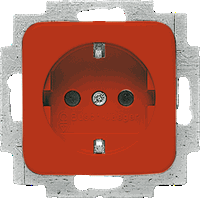 Busch-Jaeger wandcontactdoos 1-voudig met randaarde inbouw rood