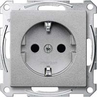 Schneider stopcontact enkel aluminium 2300-0460 kinderveilig