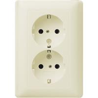 Gira 078301 - Schuko double socket chrome-white-glossy with child protection, 078301